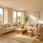 Modernes Wohnzimmer wird per KI fotorealistisch eingerichtet – professionelles Virtual Staging